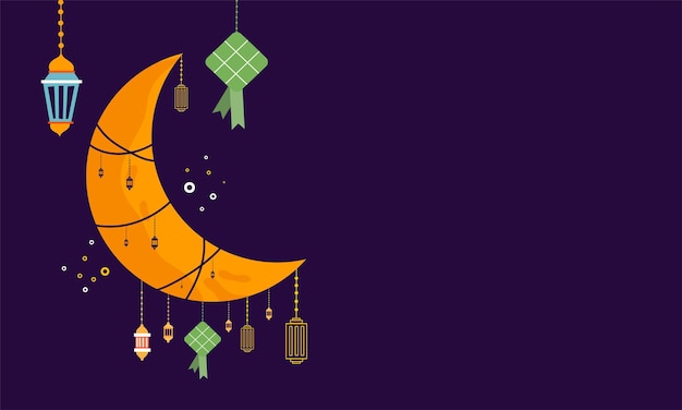 ramadan kareem eid-al fitr poster template with ornament lettern and mosque vector background design