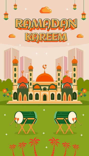 라마단 카레임 이드 무바라크 축하 축하 이슬람 모스크 배너 배경 6