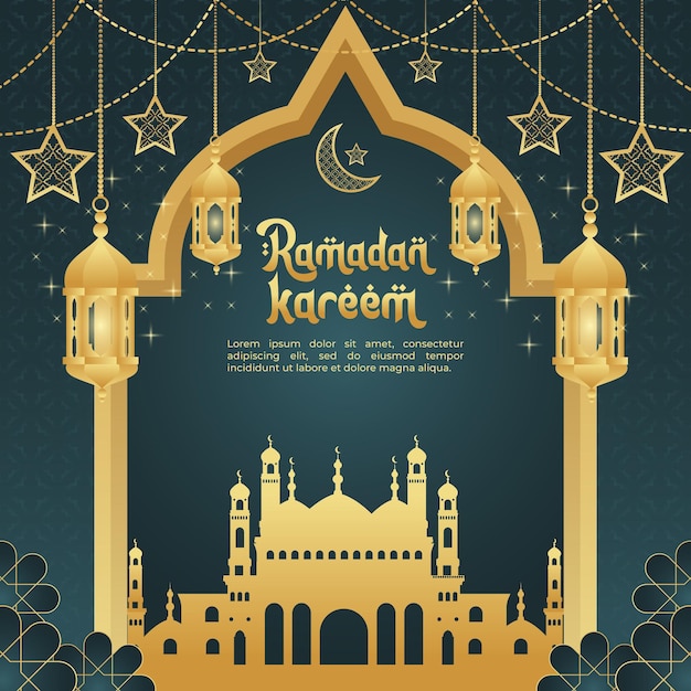 Vector ramadan kareem eid mubarak islamic greeting ramadan kareem card template islamic celebration eid