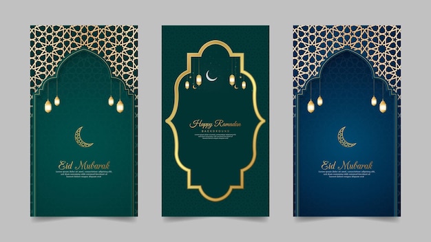 Ramadan kareem e eid mubarak islam realistic social media stories collection template