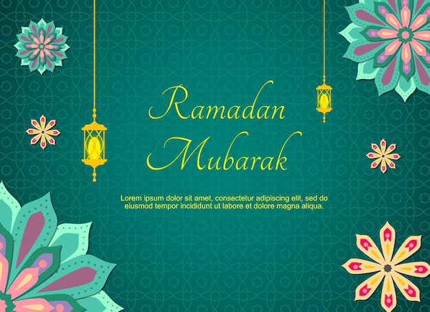 Ramadan kareem and Eid Mubarak Paper Style Illustration vector