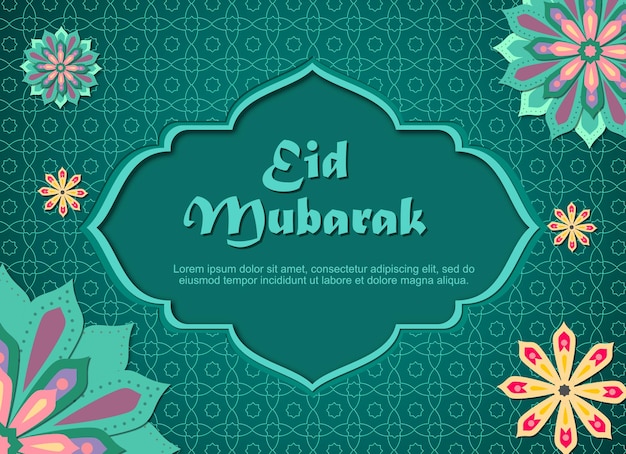 Ramadan kareem and Eid Mubarak Paper Style Illustration vector