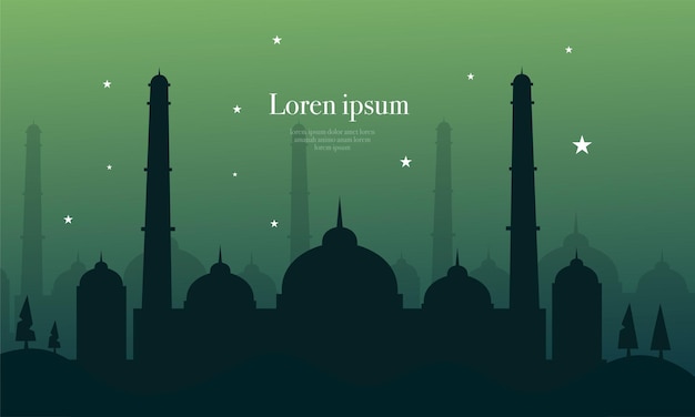 Vector ramadan kareem eidal fitr poster sjabloon met ornament lettern en moskee vector achtergrondontwerp