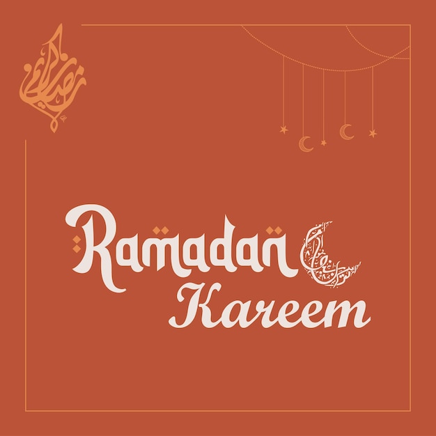 Ramadan Kareem English Typography and arabic calligraphy greetings An Islamic greeting text in english for holy month happy ramadan Islamic background design with mosque