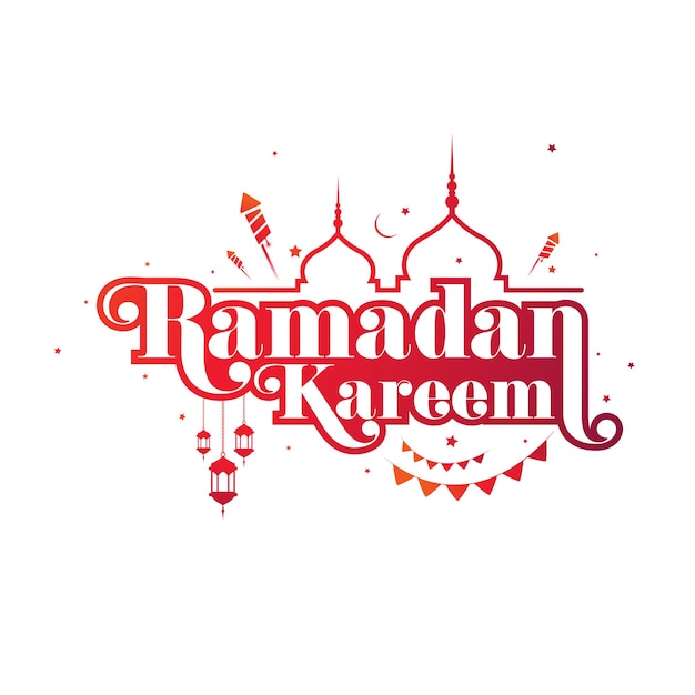 Modello di disegno vettoriale di tipografia del testo del festival ramadan kareem