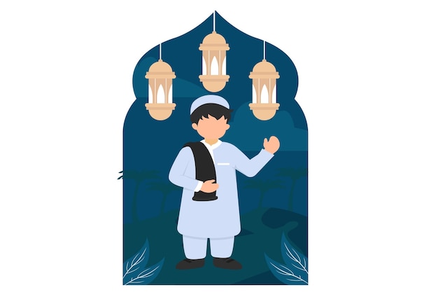 Vettore ramadan kareem flat design illustrazione