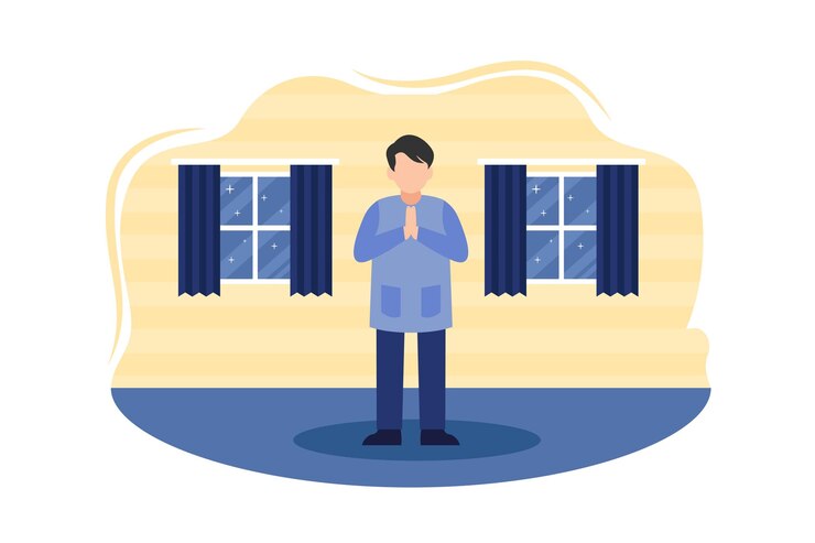 Vector 라마단 카림 플래트 디자인 일러스트레이션