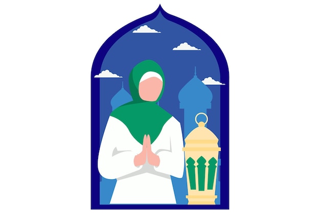 Vettore ramadan kareem flat design illustrazione