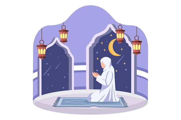 Vector ramadan kareem flat illustratieontwerp