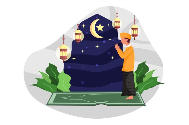 Vector ramadan kareem flat illustration design