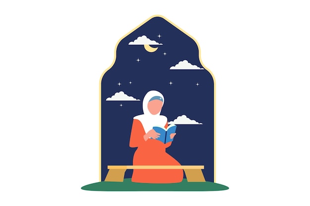 Vector ramadan kareem flat ontwerp illustratie