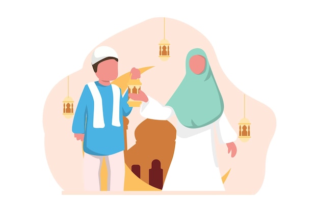 Ramadan kareem flat ontwerp illustratie