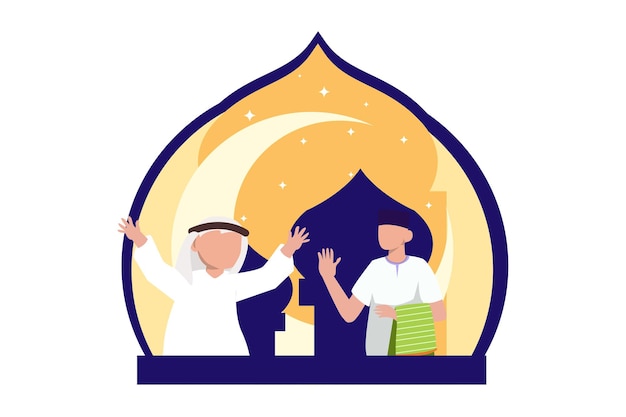 Vector ramadan kareem flat ontwerp illustratie