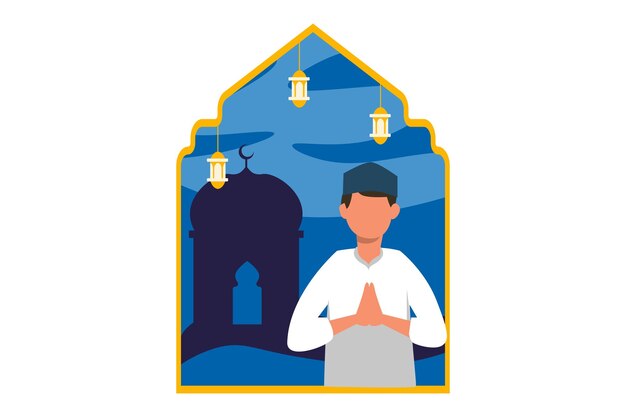 Vector ramadan kareem flat ontwerp illustratie