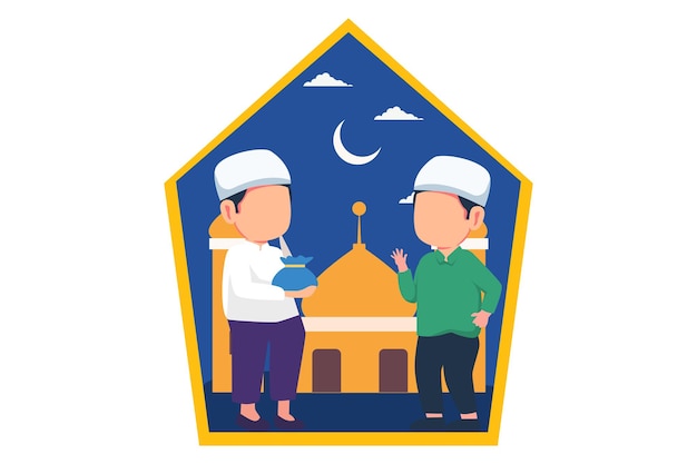 Vector ramadan kareem flat ontwerp illustratie