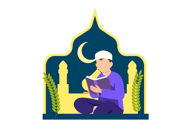 Vector ramadan kareem flat ontwerp illustratie