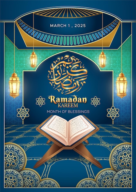 Ramadan Kareem Flyer Template with calligraphy