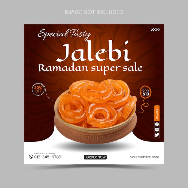 Ramadan Kareem food banner en jalebi social media post design template