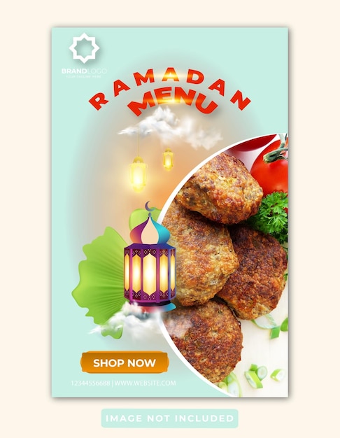 Post sui social media del menu alimentare di ramadan kareem