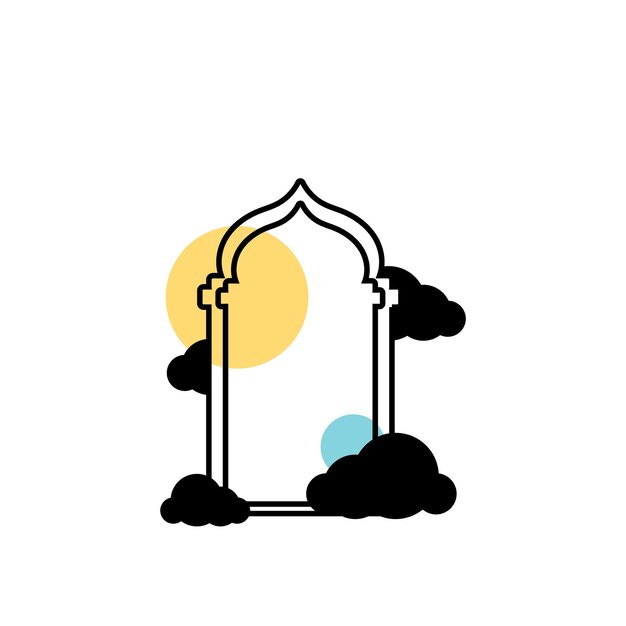 Ramadan Kareem frame with clouds icon