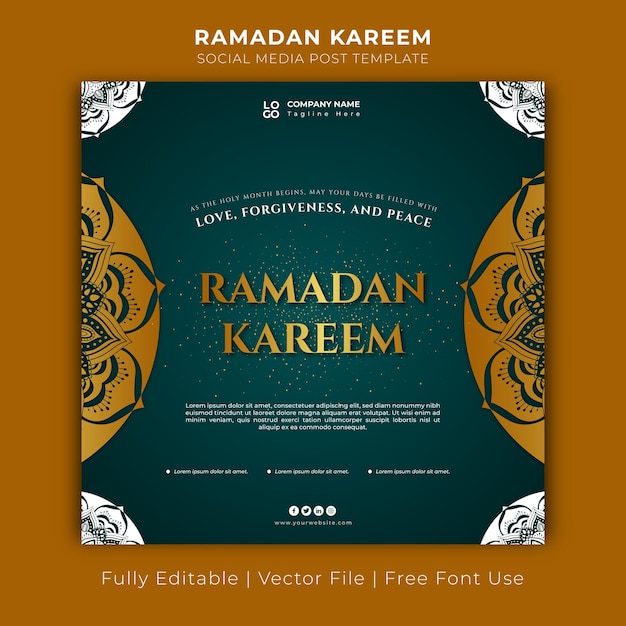 Ramadan kareem free vector golden gradient social media post