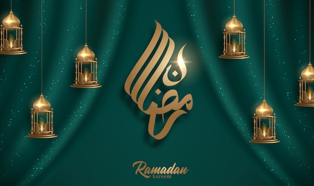 Ramadan kareem glow arabic lantern.