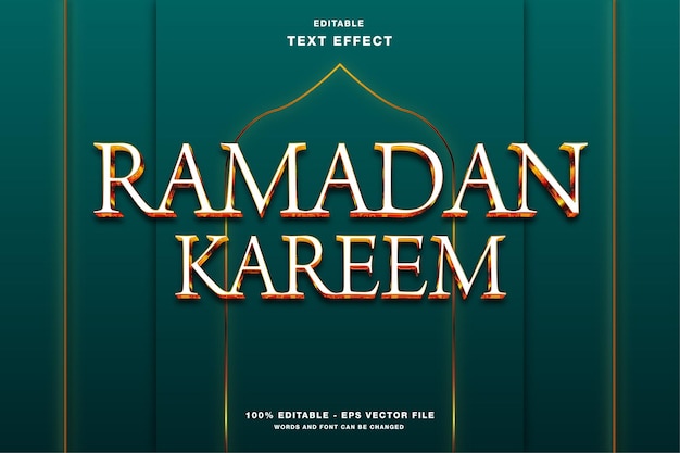 Ramadan Kareem Gold 3D bewerkbaar teksteffect