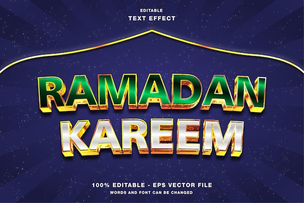 Ramadan kareem gold 3d editable text effect