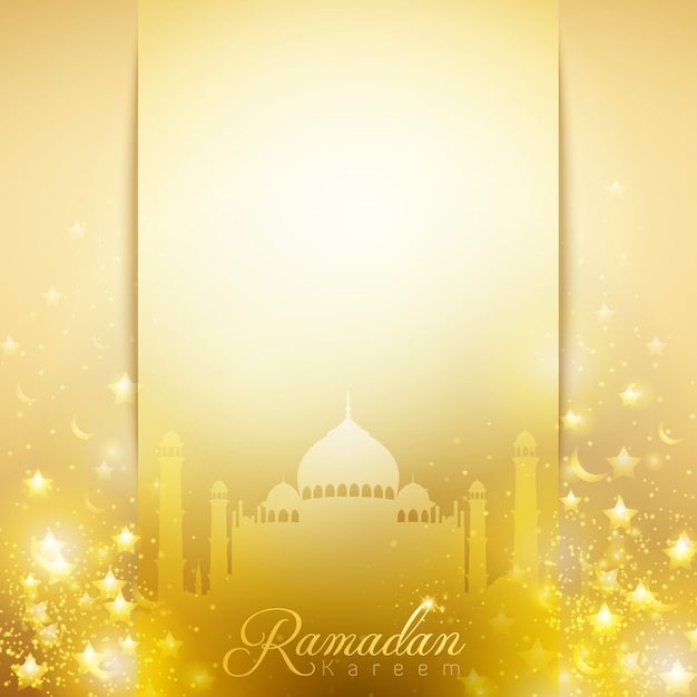 Ramadan kareem gold glow mosque dome for greeting background