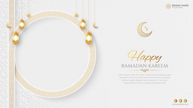 Ramadan Kareem Golden Luxury Social Media Post met Arabisch stijlpatroon en kopieerruimte voor foto