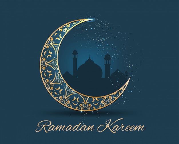 Vettore ramadan kareem ornato d'oro