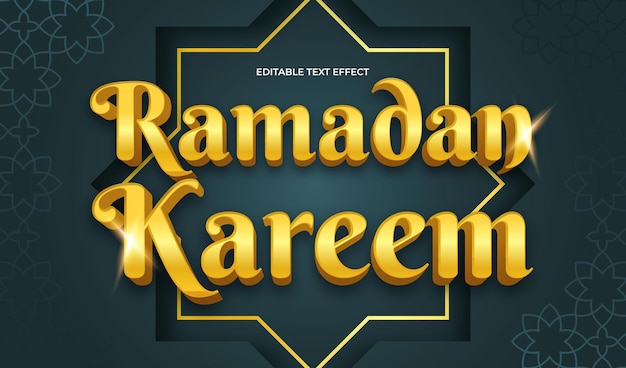 Ramadan kareem goud glanzend 3d bewerkbaar teksteffect