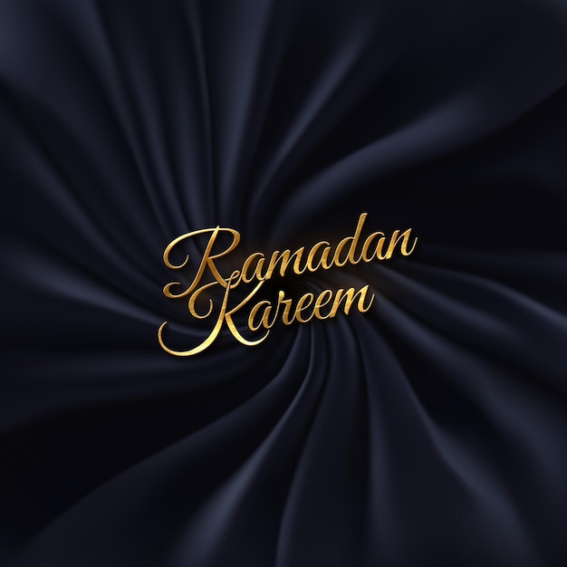Ramadan Kareem gouden teken op zwarte gedrapeerde textiel achtergrond