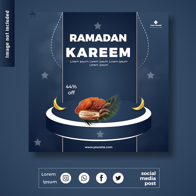 Modello di banner per post sui social media di grande vendita ramadan kareem