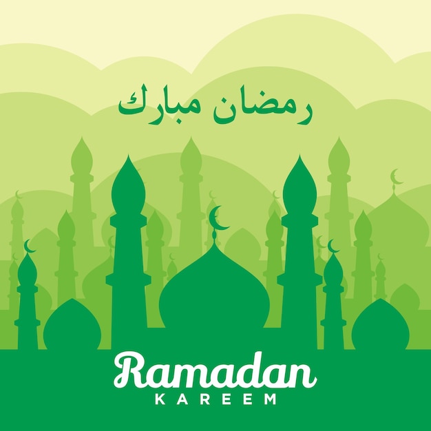 Vector ramadan kareem and green mosque