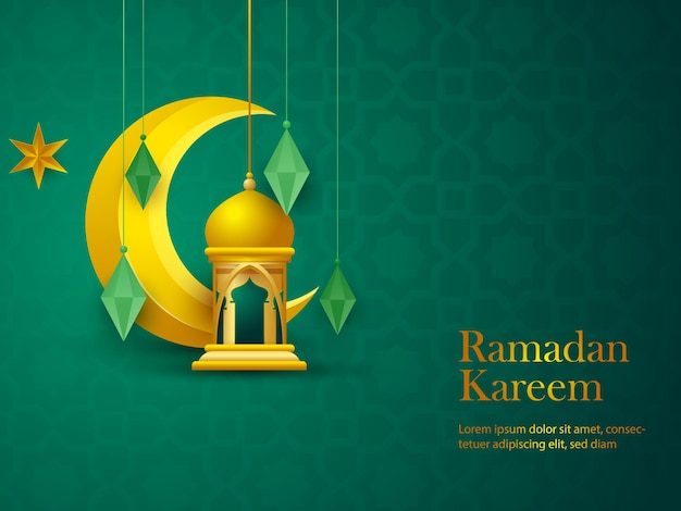 Ramadan Kareem Greeting Background Islamic Illustration vector design and Arabic.