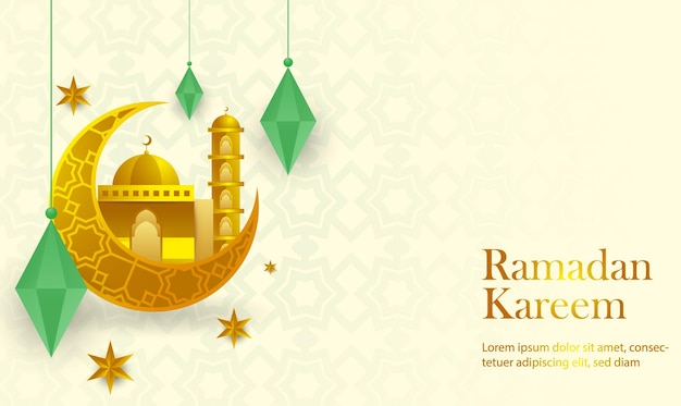 Ramadan Kareem Greeting Background Islamic Illustration vector design and Arabic.