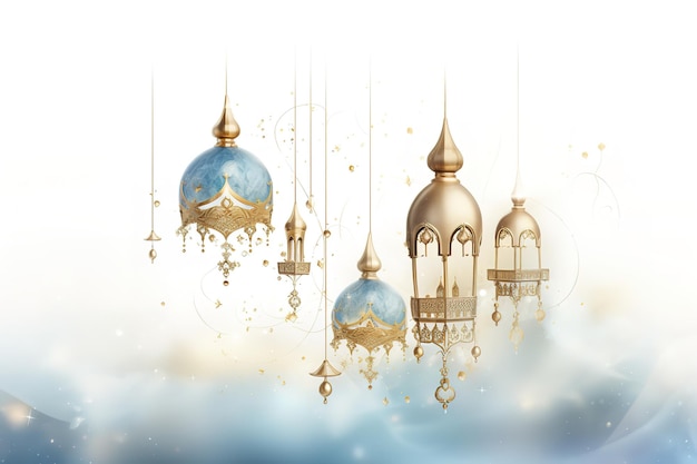 Vector ramadan kareem greeting background islamic with gold patterned and crystals on paper color backgroun