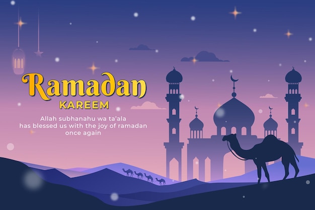 Ramadan Kareem Greeting Banner Illustration Design Template with Decorative Element