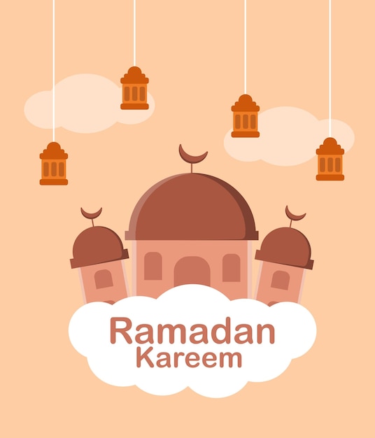 Рамадан Карим поздравительная открытка и шаблон баннера Исламский праздник фон Вектор