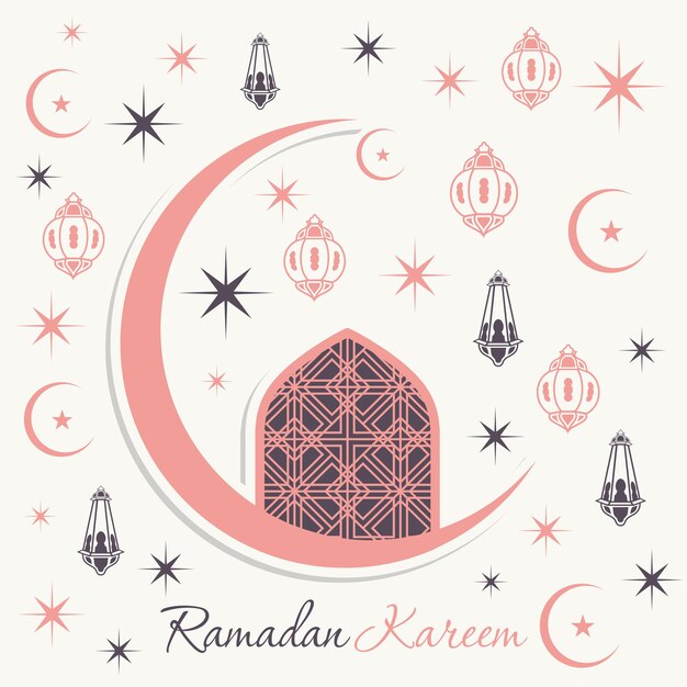 Vettore biglietto di auguri ramadan kareem per la celebrazione del festival della comunità musulmana