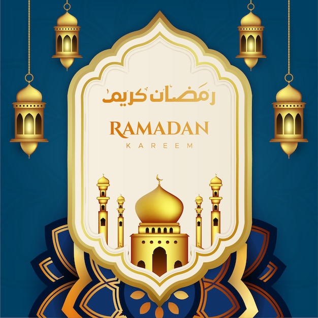 Ramadan kareem greeting card in paper style