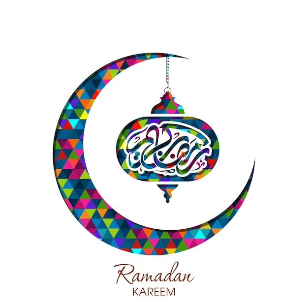 Vector ramadan kareem greeting card with arabic calligraphy