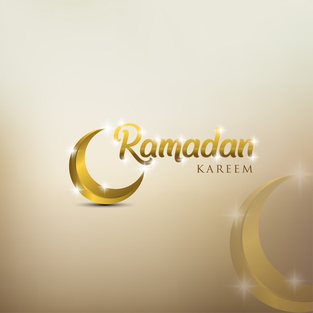 Vettore biglietto di auguri ramadan kareem con mezzaluna ornato d'oro
