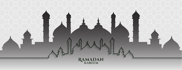 Ramadan kareem greeting card with hanging lamps and arabesque pattern