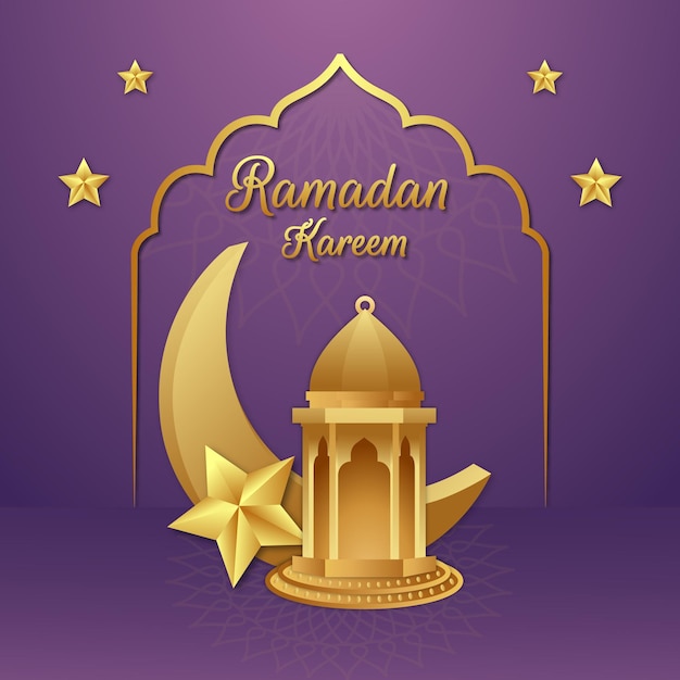 Biglietto di auguri ramadan kareem con sfondo islamico