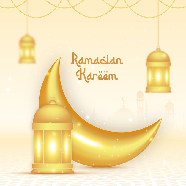 Ramadan Kareem greeting card with Islamic background