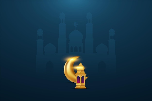 Ramadan kareem greeting card with islamic ornament vector illustration