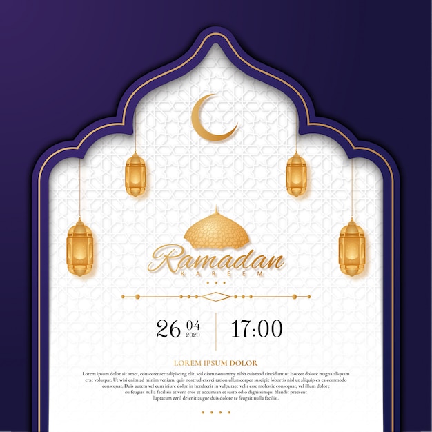 Vector ramadan kareem greeting card with lantern