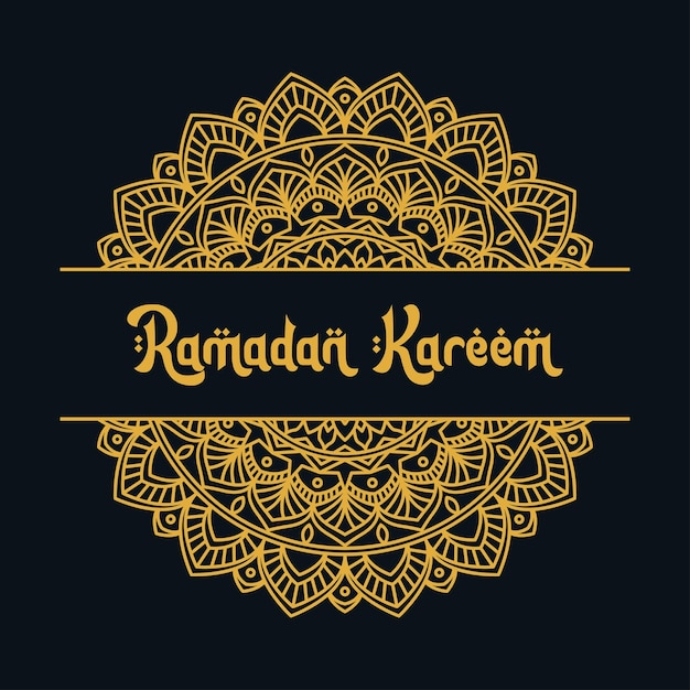 Ramadan kareem greeting card with mandala